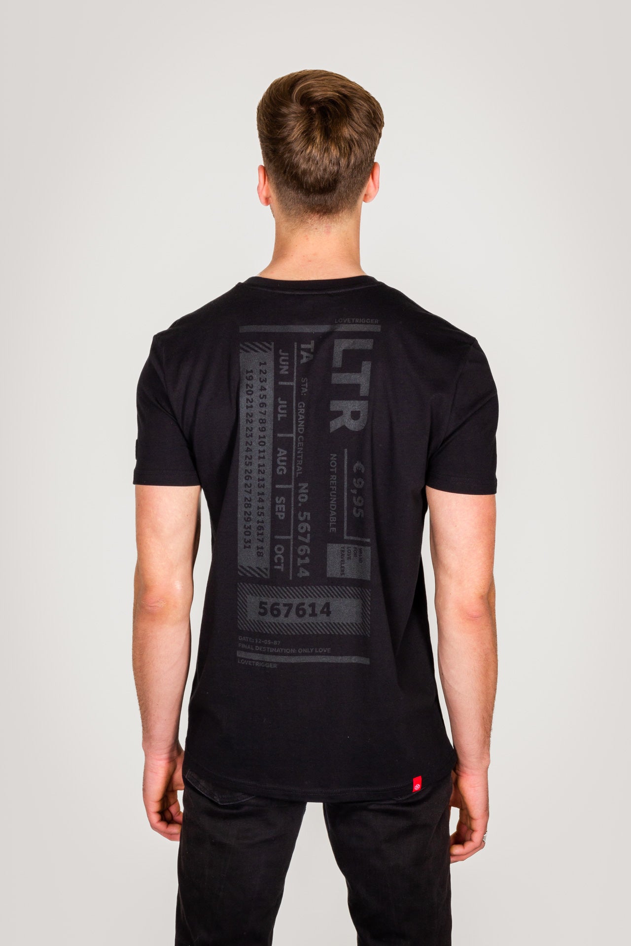 TYLER zwart t-shirt biologisch katoen achterkant pasvorm