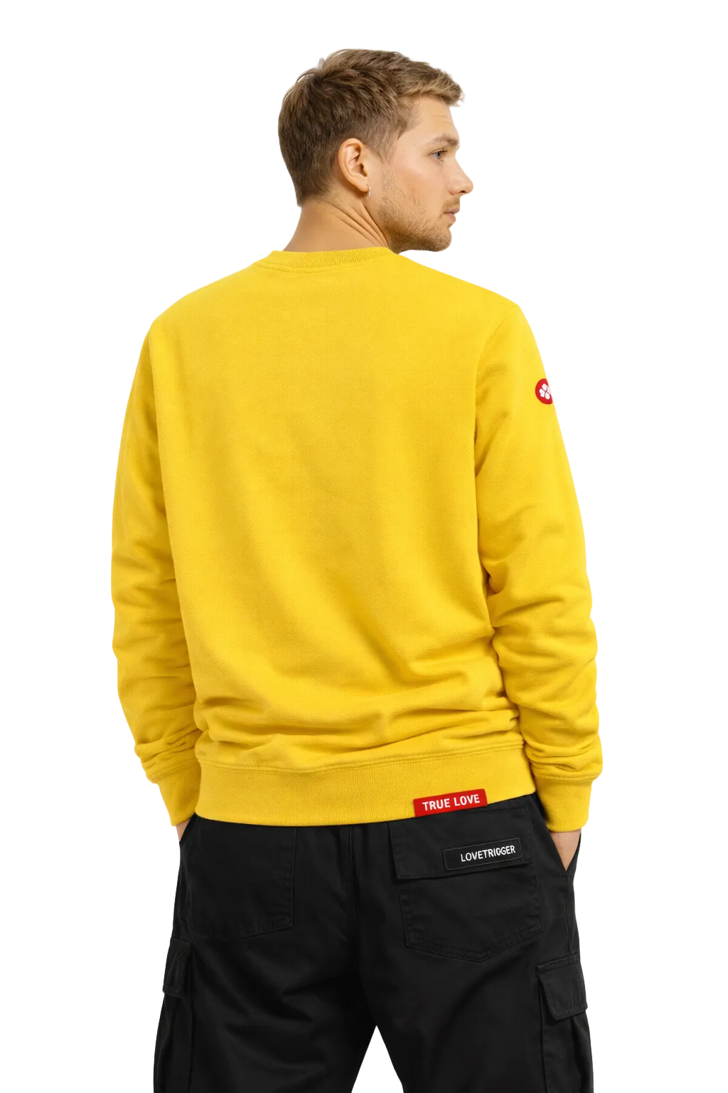 Model wearing Lovetrigger SHINE yellow sweat editorial fashion