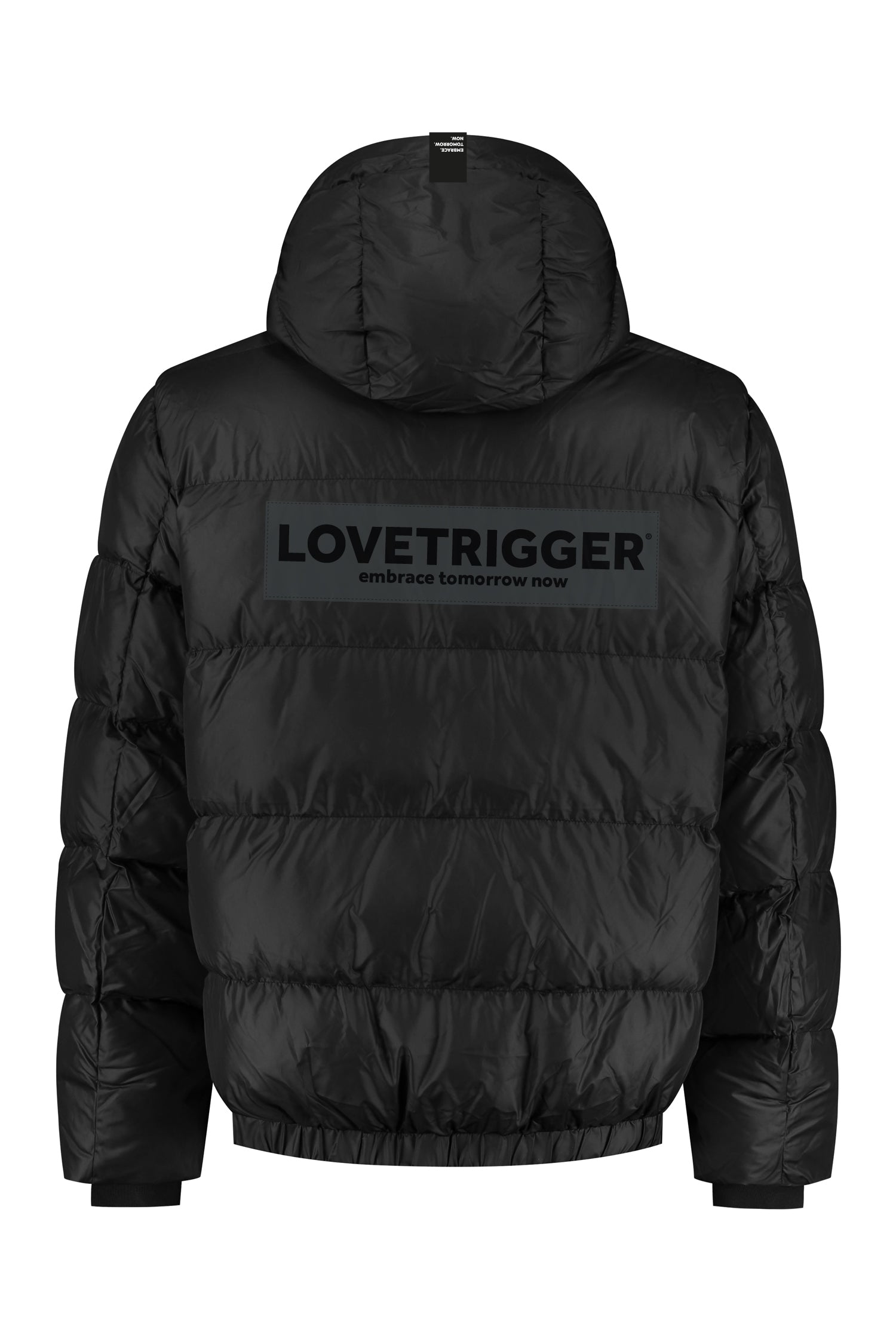 JESSE zwarte gewatteerde jas heren gerecycled polyester achterkant