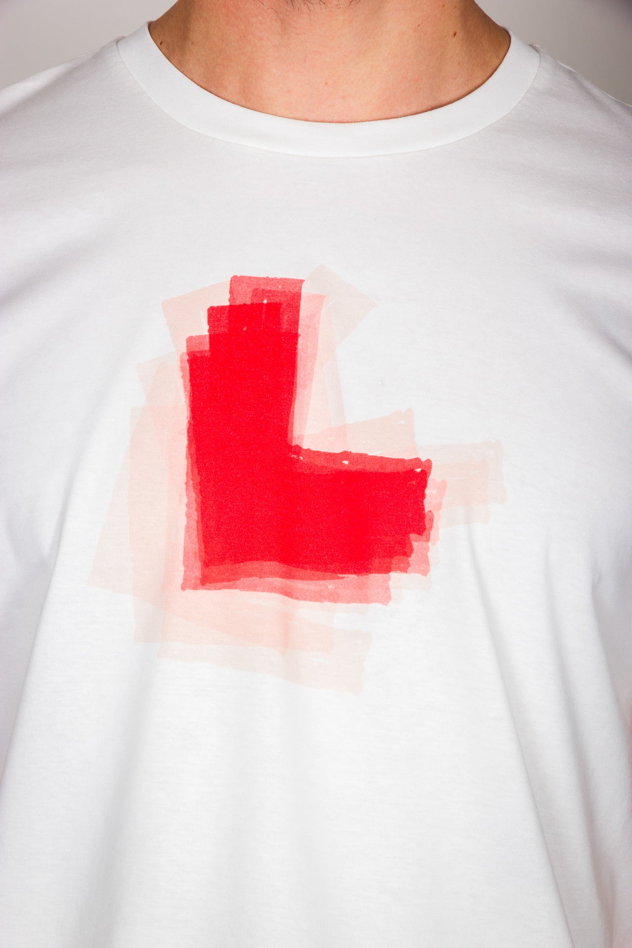 TROY off white t-shirt biologisch katoen print