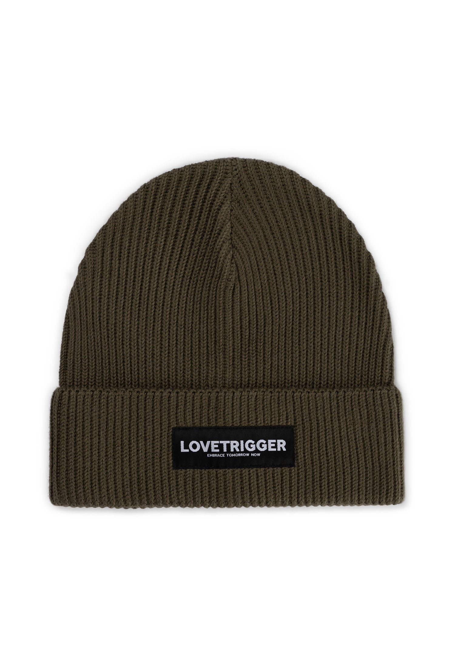 ADIL army green beanie bio katoen voorkant